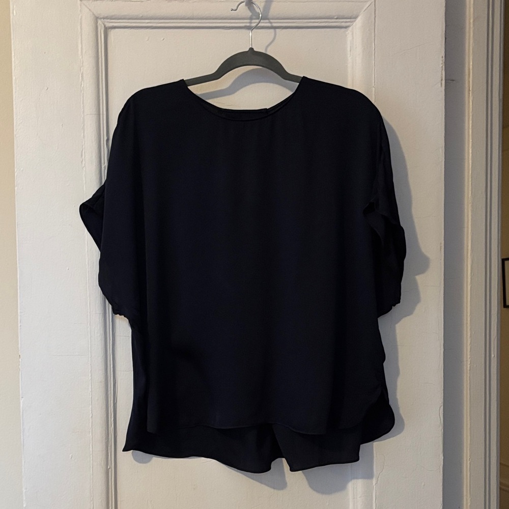 QUINCE WASHABLE SILK TSHIRT NAVY XL